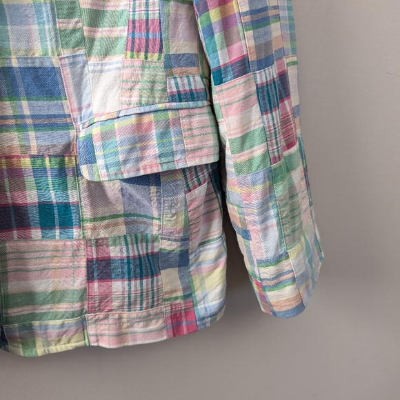 Vintage Ralph Lauren Madras Plaid Pastel Patchwork Blazer - Picture 3 of 13